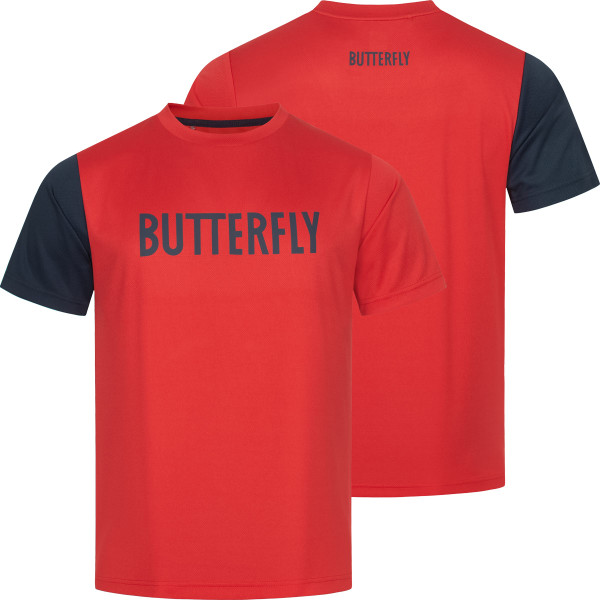 Butterfly Toc T-Shirt: Front & Back View of Red Shirt